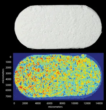 Tablet prepared by microtomy for surface analysis